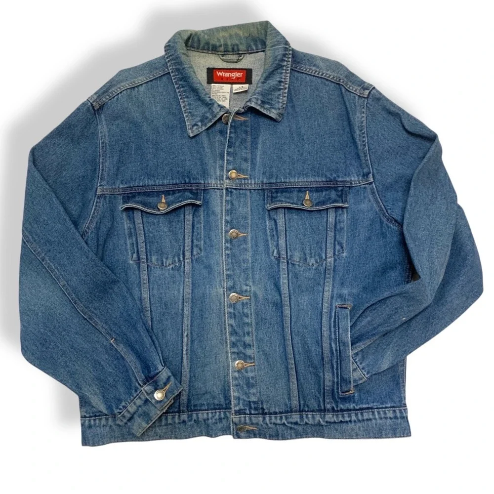 Wrangler Hero Denim‎ Jacket L/6 100% Cotton Blue Jean Mens Classic Real Man